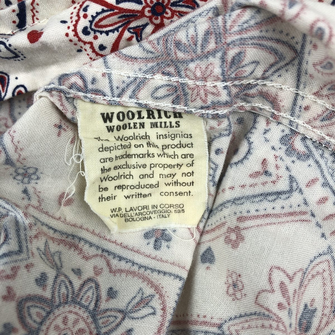 2000'S Woolrich all-over print stand-collar long-sleeve shirt, men's size M equivalent. unclear ivory Vintage Second Hand