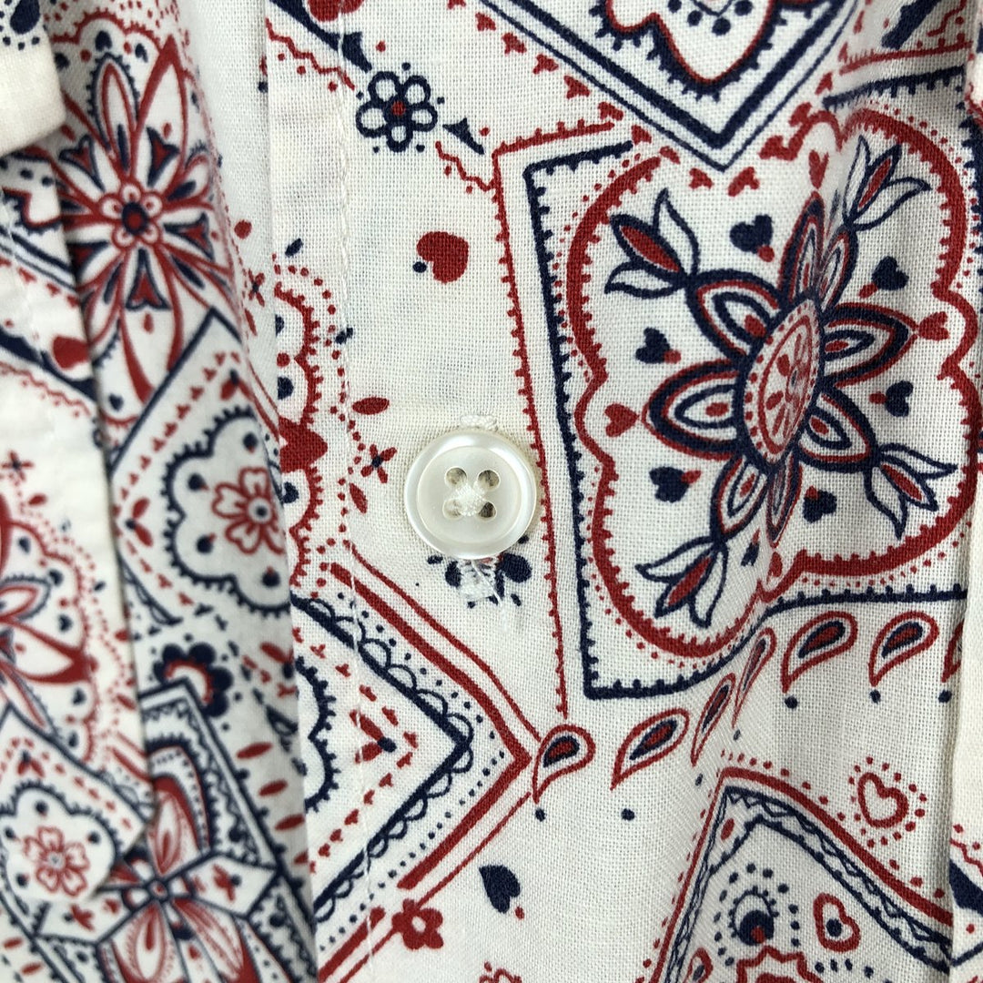 2000'S Woolrich all-over print stand-collar long-sleeve shirt, men's size M equivalent. unclear ivory Vintage Second Hand