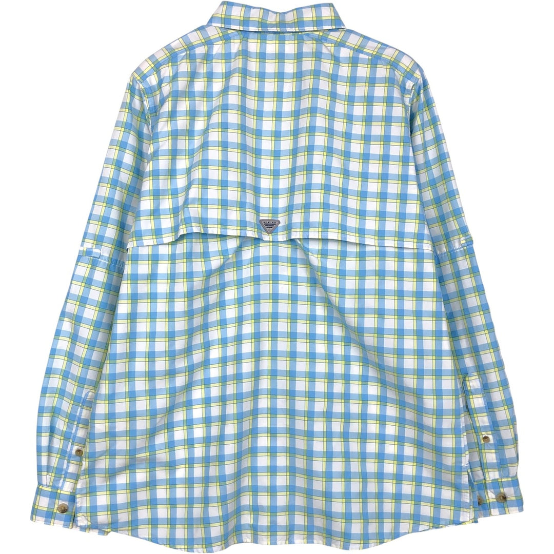 Columbia PFG Check Pattern Button-Down Long-Sleeve Fishing Shirt (Women's Size M) Nylon white type Vintage Second Hand