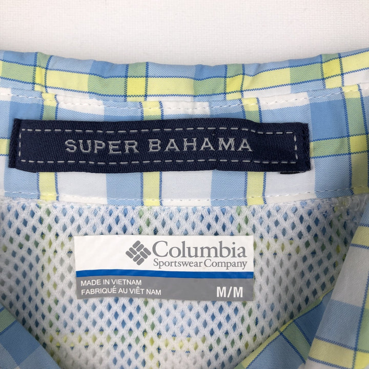 Columbia PFG Check Pattern Button-Down Long-Sleeve Fishing Shirt (Women's Size M) Nylon white type Vintage Second Hand
