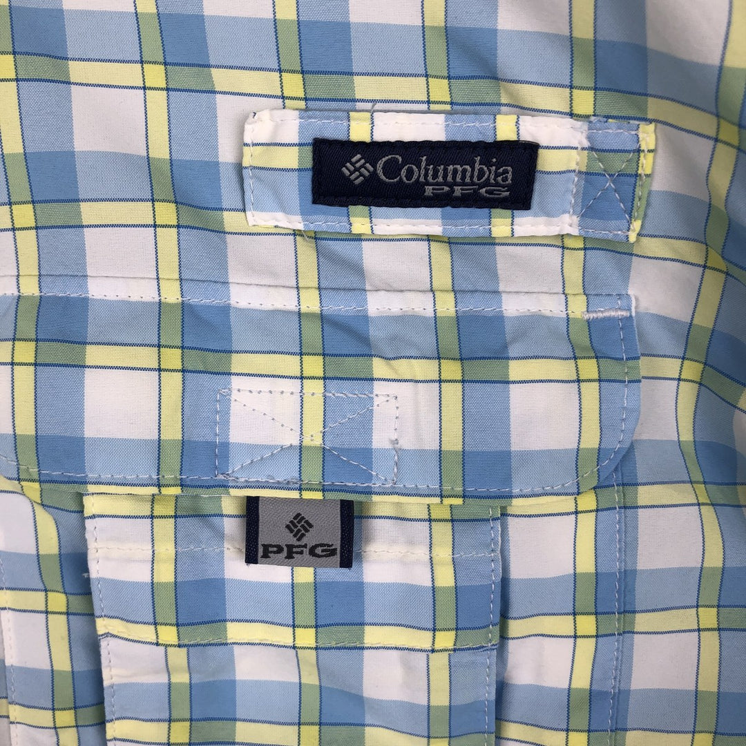 Columbia PFG Check Pattern Button-Down Long-Sleeve Fishing Shirt (Women's Size M) Nylon white type Vintage Second Hand