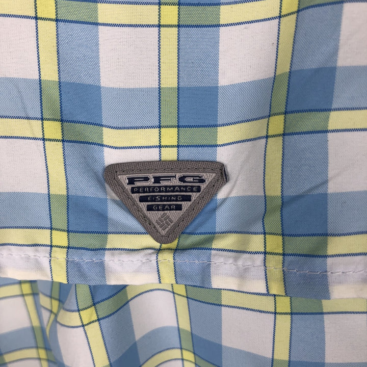 Columbia PFG Check Pattern Button-Down Long-Sleeve Fishing Shirt (Women's Size M) Nylon white type Vintage Second Hand