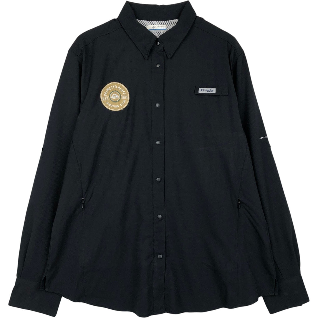 Columbia PFG Hidden Button-Down Long-Sleeve Fishing Shirt (Women's Size XL) polyester black type Vintage Second Hand