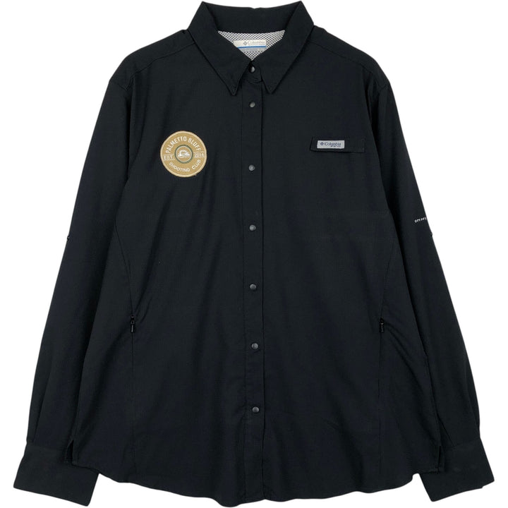 Columbia PFG Hidden Button-Down Long-Sleeve Fishing Shirt (Women's Size XL) polyester black type Vintage Second Hand