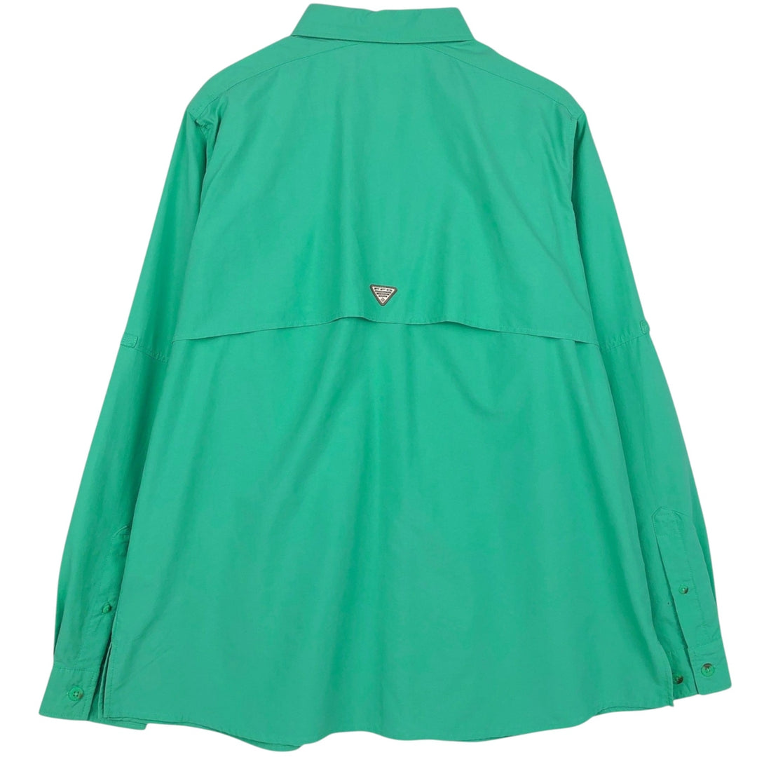 Columbia PFG Button-Down Long-Sleeve Fishing Shirt (Women's Size L) Nylon Emerald green Vintage Second Hand