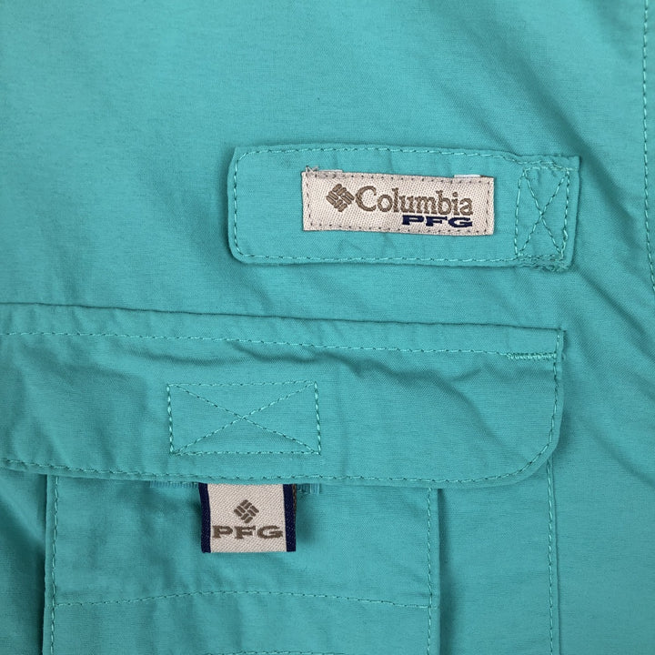 Columbia PFG Button-Down Long-Sleeve Fishing Shirt (Women's Size L) Nylon Emerald green Vintage Second Hand