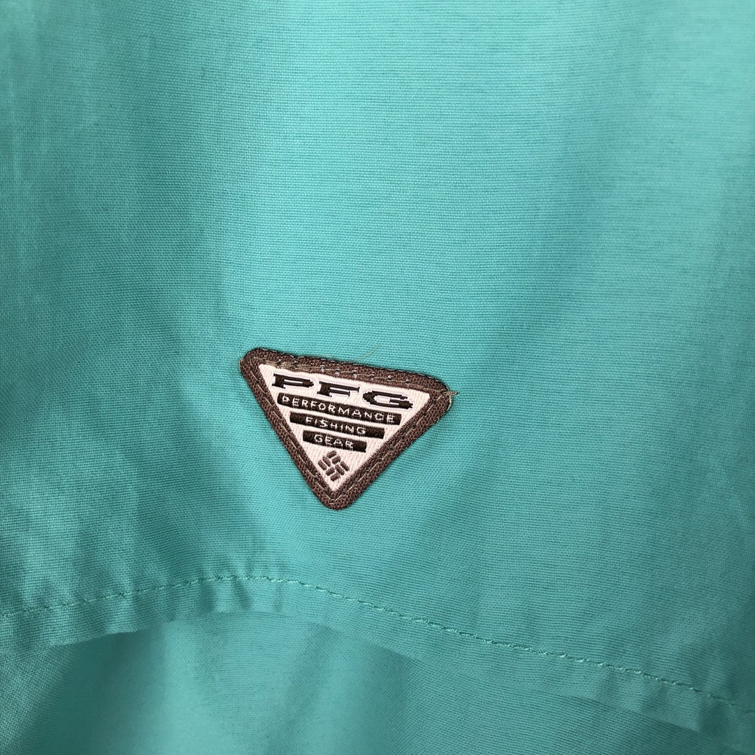 Columbia PFG Button-Down Long-Sleeve Fishing Shirt (Women's Size L) Nylon Emerald green Vintage Second Hand