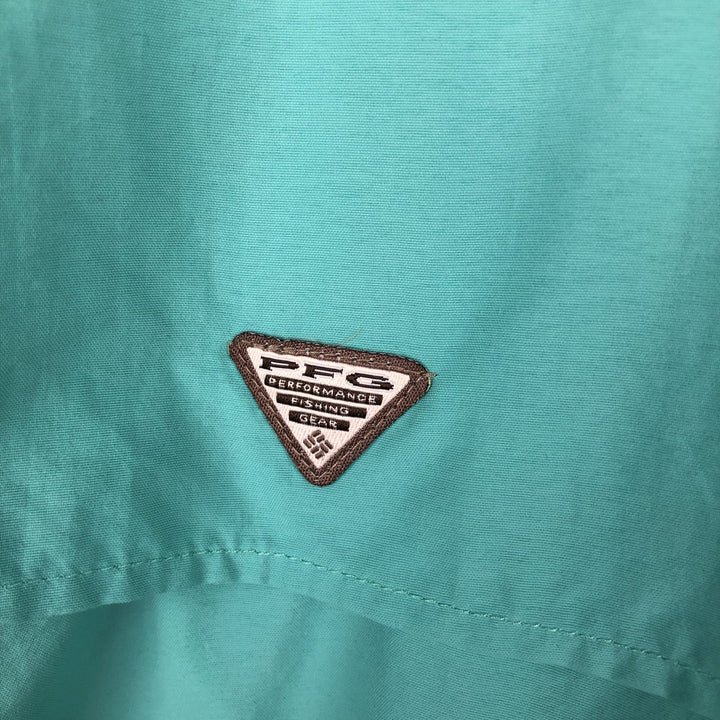 Columbia PFG Button-Down Long-Sleeve Fishing Shirt (Women's Size L) Nylon Emerald green Vintage Second Hand