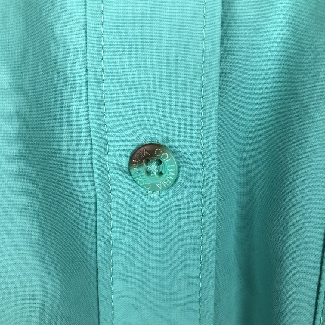 Columbia PFG Button-Down Long-Sleeve Fishing Shirt (Women's Size L) Nylon Emerald green Vintage Second Hand