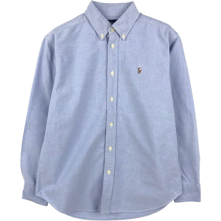 Ralph Lauren long-sleeved button-down shirt, women's size M (approx.) cotton blue type Vintage Second Hand