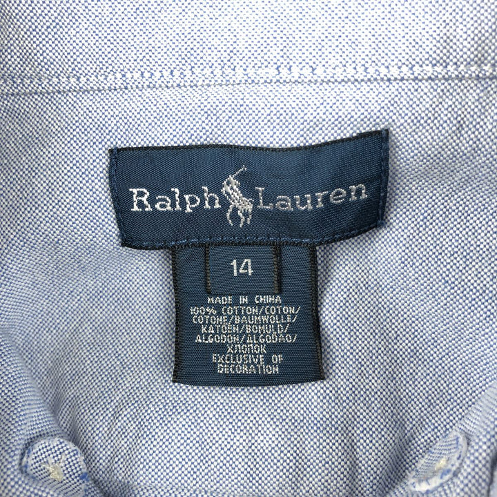 Ralph Lauren long-sleeved button-down shirt, women's size M (approx.) cotton blue type Vintage Second Hand