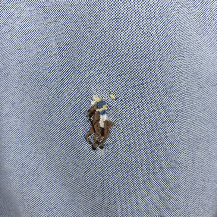 Ralph Lauren long-sleeved button-down shirt, women's size M (approx.) cotton blue type Vintage Second Hand