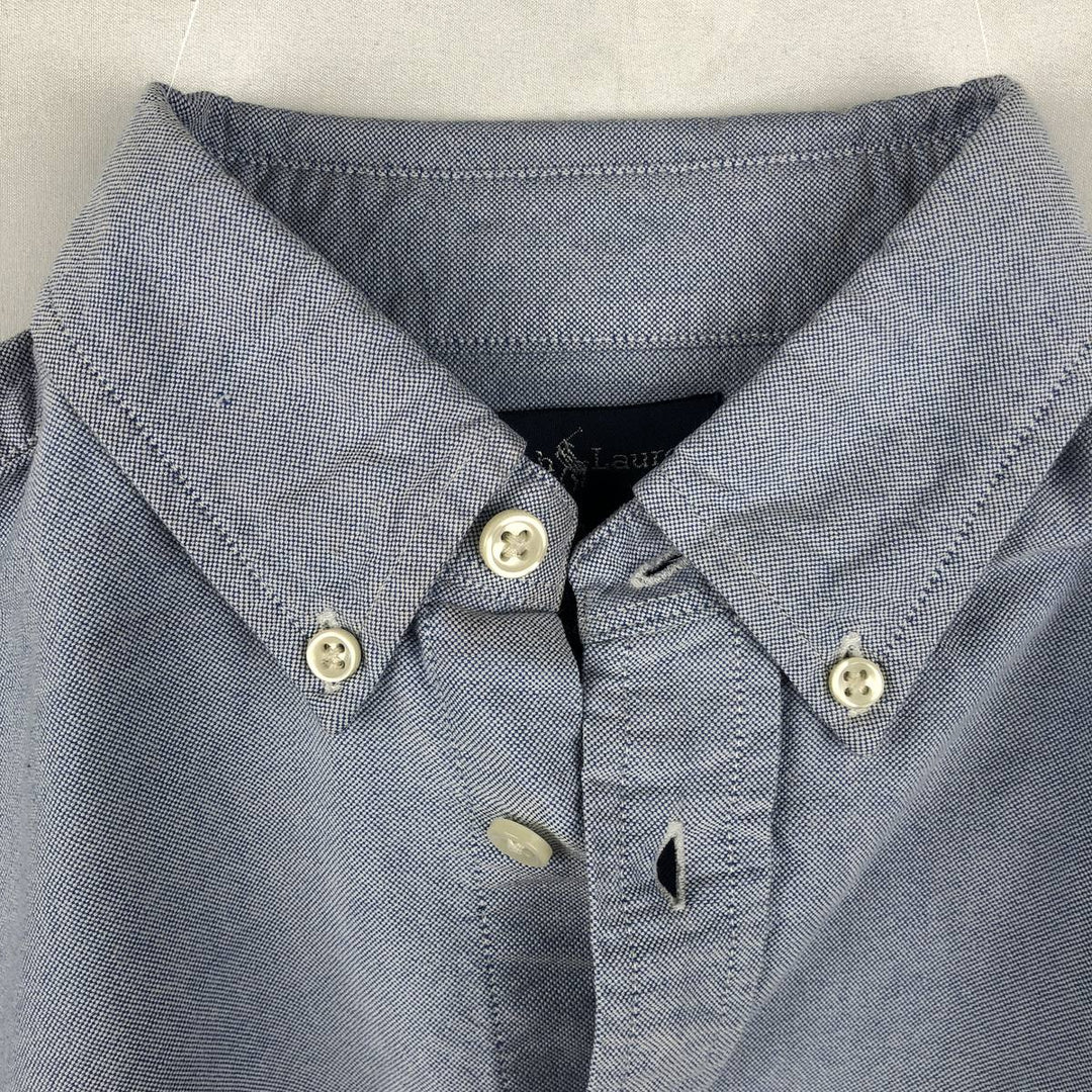 Ralph Lauren long-sleeved button-down shirt, women's size M (approx.) cotton blue type Vintage Second Hand
