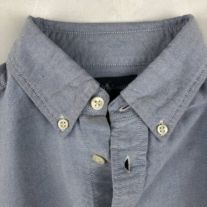 Ralph Lauren long-sleeved button-down shirt, women's size M (approx.) cotton blue type Vintage Second Hand