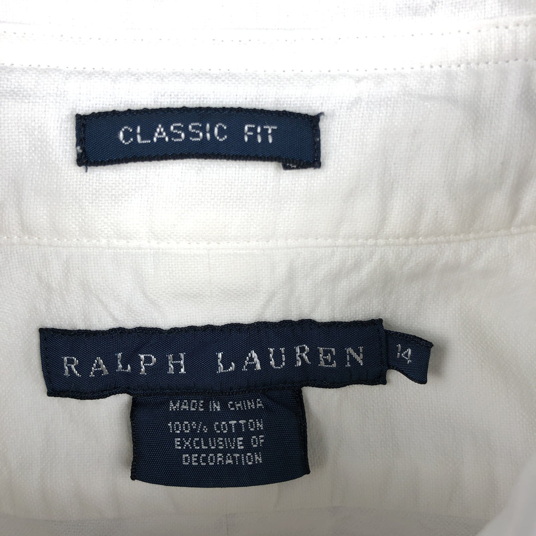 Ralph Lauren CLASSIC FIT Long-Sleeve Button-Down Shirt, Women's Size L (approx.) cotton white type Vintage Second Hand