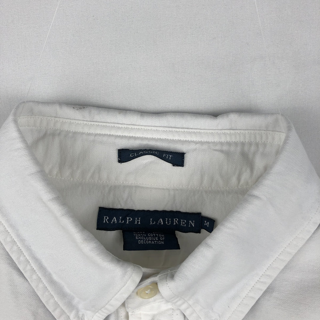 Ralph Lauren CLASSIC FIT Long-Sleeve Button-Down Shirt, Women's Size L (approx.) cotton white type Vintage Second Hand