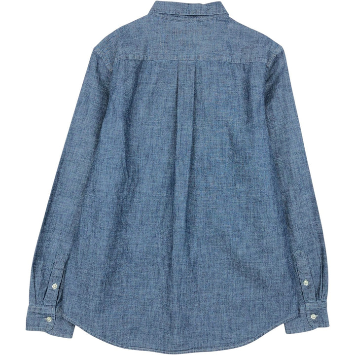 Ralph Lauren long-sleeved button-down chambray shirt, women's size M (approx.) cotton navy blue type Vintage Second Hand