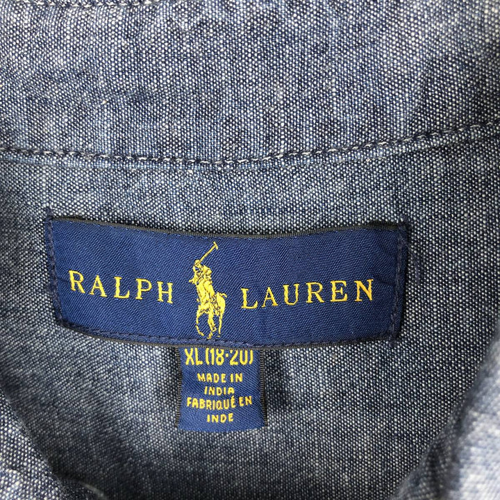 Ralph Lauren long-sleeved button-down chambray shirt, women's size M (approx.) cotton navy blue type Vintage Second Hand