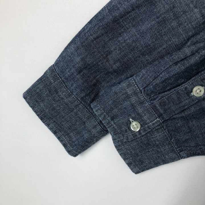 Ralph Lauren long-sleeved button-down chambray shirt, women's size M (approx.) cotton navy blue type Vintage Second Hand