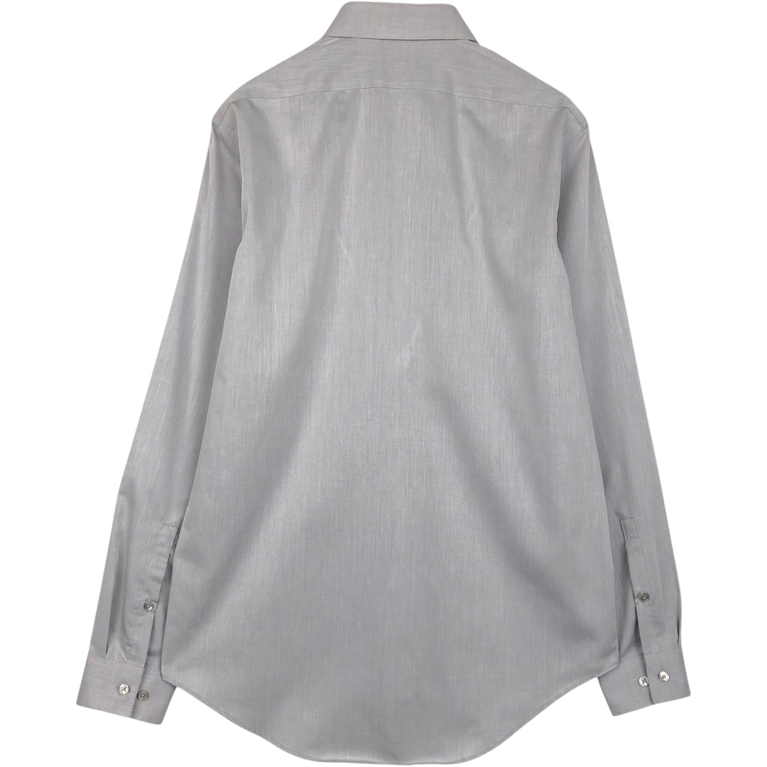 2000'S Calvin Klein slim fit performance non-iron herringbone long-sleeved cotton shirt, men's size M. cotton gray type Vintage Second Hand