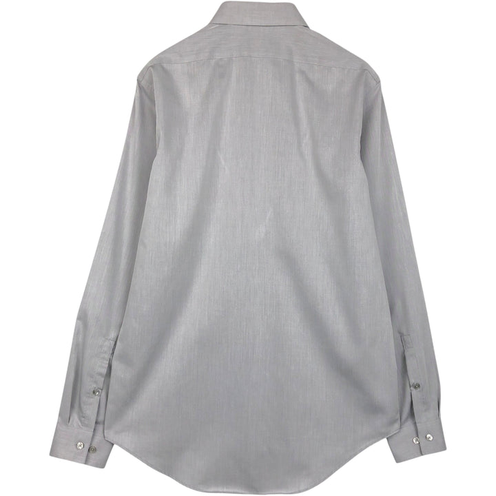 2000'S Calvin Klein slim fit performance non-iron herringbone long-sleeved cotton shirt, men's size M. cotton gray type Vintage Second Hand