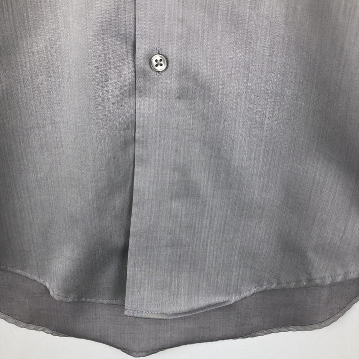 2000'S Calvin Klein slim fit performance non-iron herringbone long-sleeved cotton shirt, men's size M. cotton gray type Vintage Second Hand