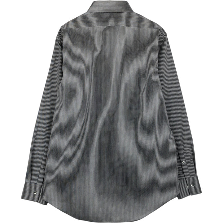 90s-00'S Calvin Klein wide-collar long-sleeved cotton striped shirt, men's size M (approx.), vintage. cotton gray type Vintage Second Hand