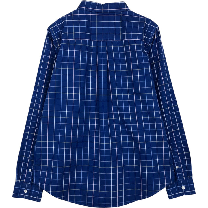 LLBean Wrinkle Free Long-Sleeve Cotton Check Shirt, Women's Size M (approx.) cotton Navy blue Vintage Second Hand