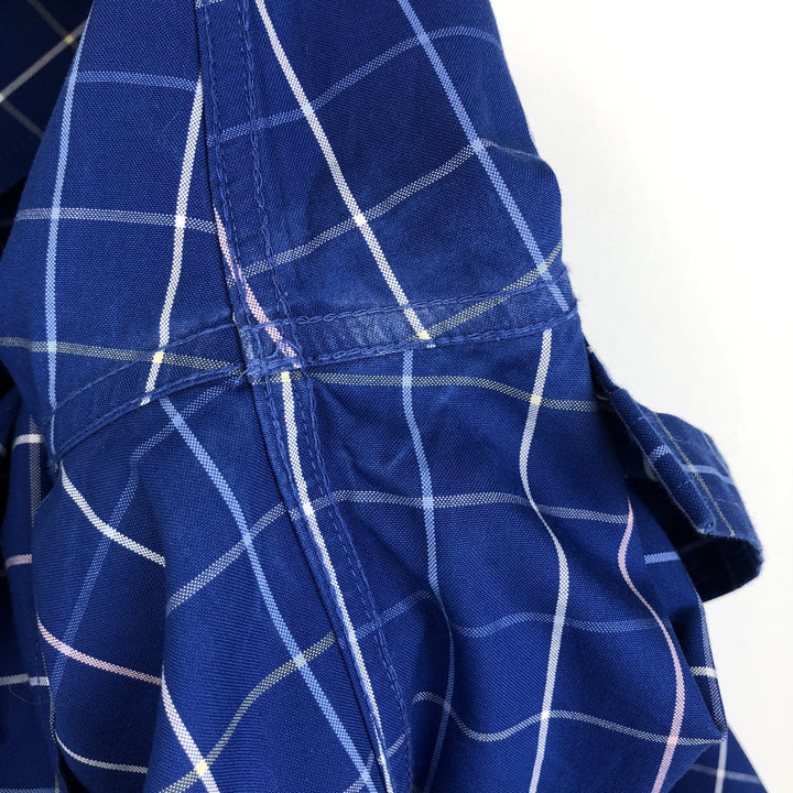 LLBean Wrinkle Free Long-Sleeve Cotton Check Shirt, Women's Size M (approx.) cotton Navy blue Vintage Second Hand