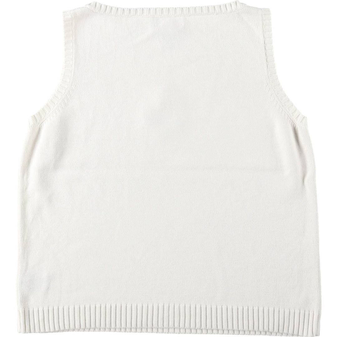 Ralph Lauren boat neck cotton knit vest, women's size XL (approx.) cotton white type Vintage Second Hand