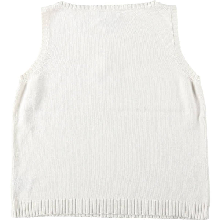 Ralph Lauren boat neck cotton knit vest, women's size XL (approx.) cotton white type Vintage Second Hand
