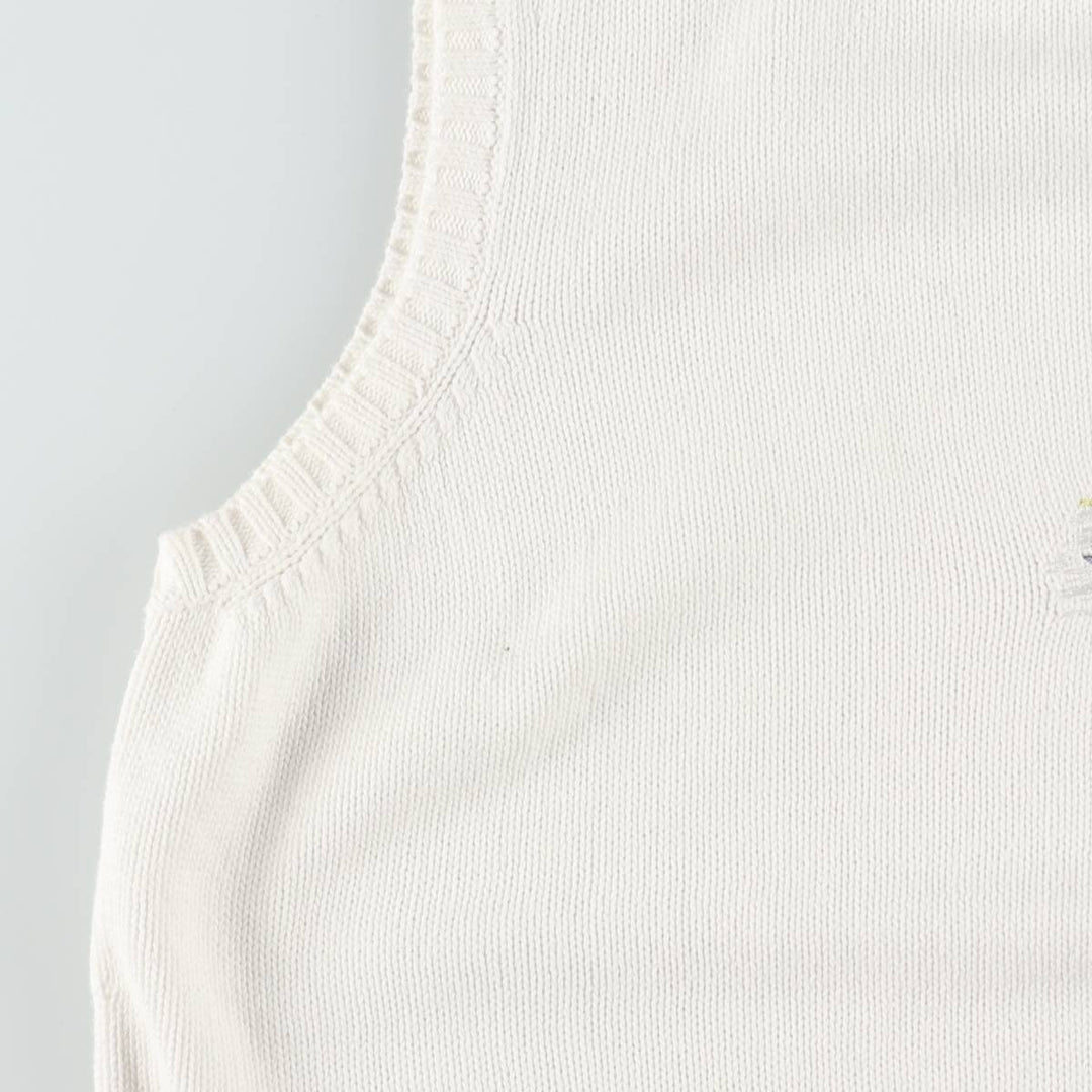 Ralph Lauren boat neck cotton knit vest, women's size XL (approx.) cotton white type Vintage Second Hand
