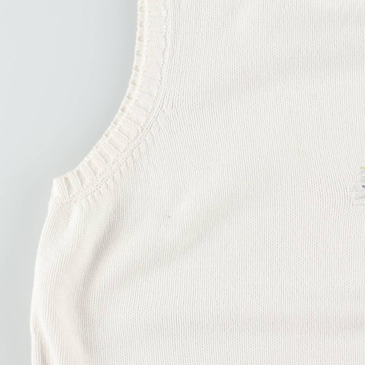 Ralph Lauren boat neck cotton knit vest, women's size XL (approx.) cotton white type Vintage Second Hand