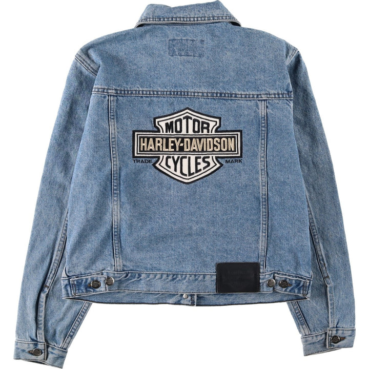 2000'S Harley-Davidson back logo denim jacket (G-jean), made in Canada, women's size S equivalent. cotton blue type Vintage Second Hand