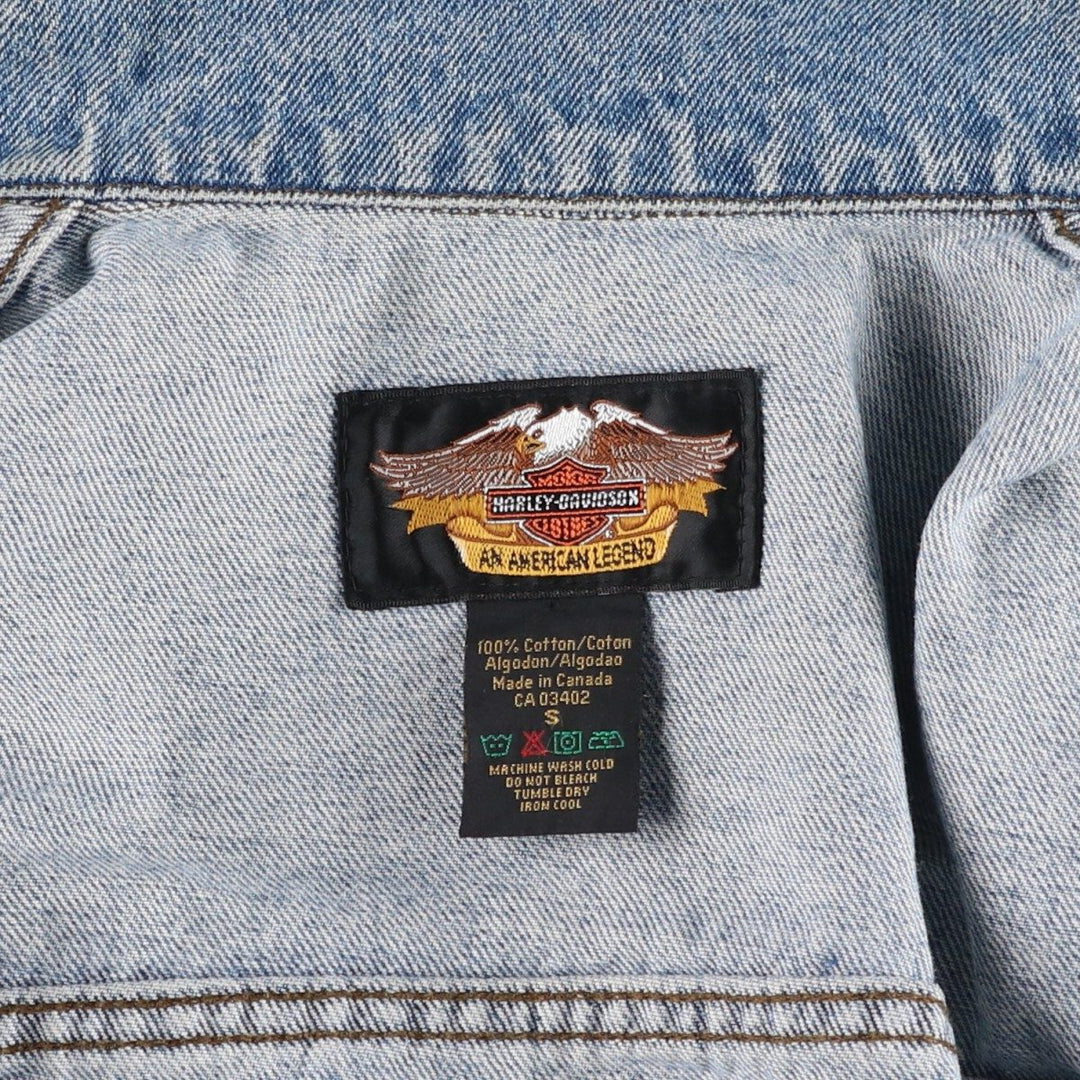 2000'S Harley-Davidson back logo denim jacket (G-jean), made in Canada, women's size S equivalent. cotton blue type Vintage Second Hand
