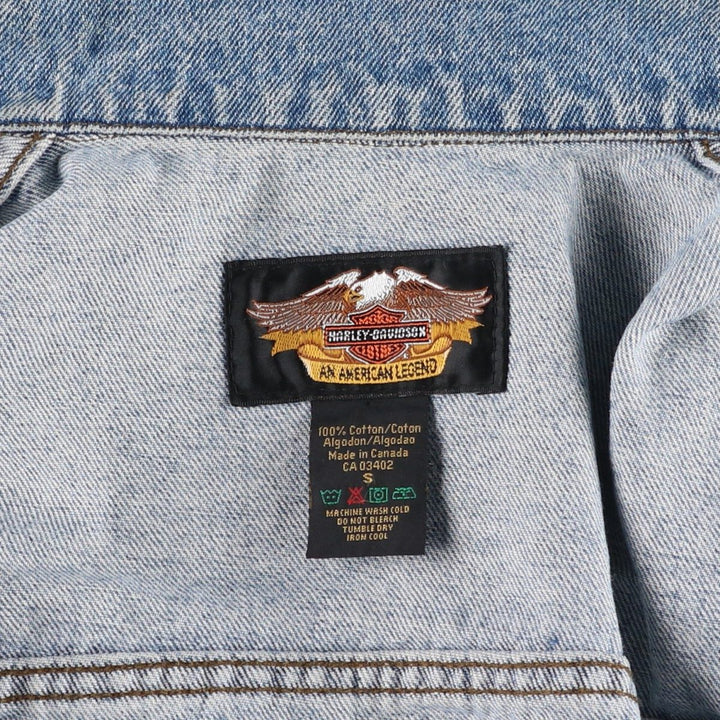 2000'S Harley-Davidson back logo denim jacket (G-jean), made in Canada, women's size S equivalent. cotton blue type Vintage Second Hand