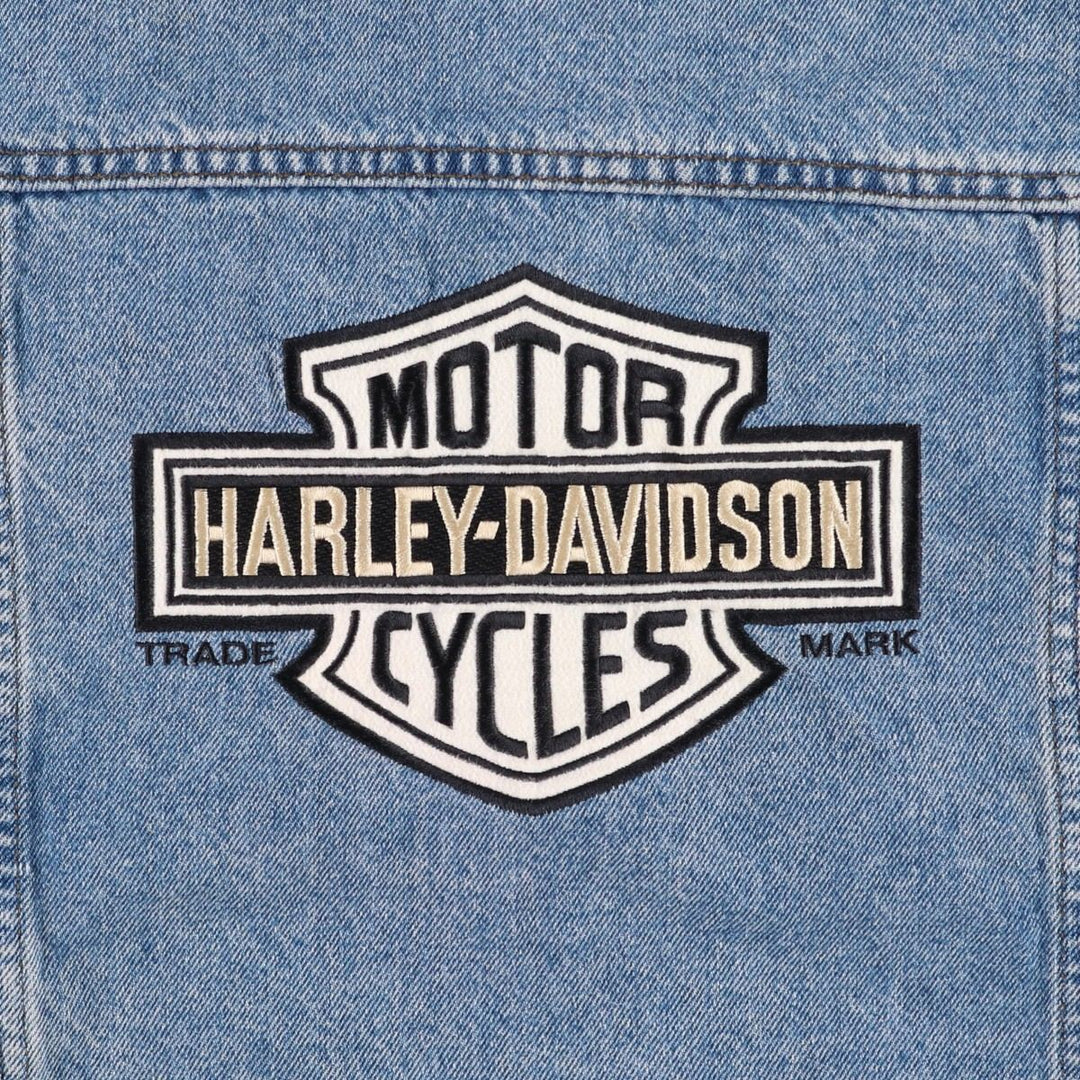 2000'S Harley-Davidson back logo denim jacket (G-jean), made in Canada, women's size S equivalent. cotton blue type Vintage Second Hand