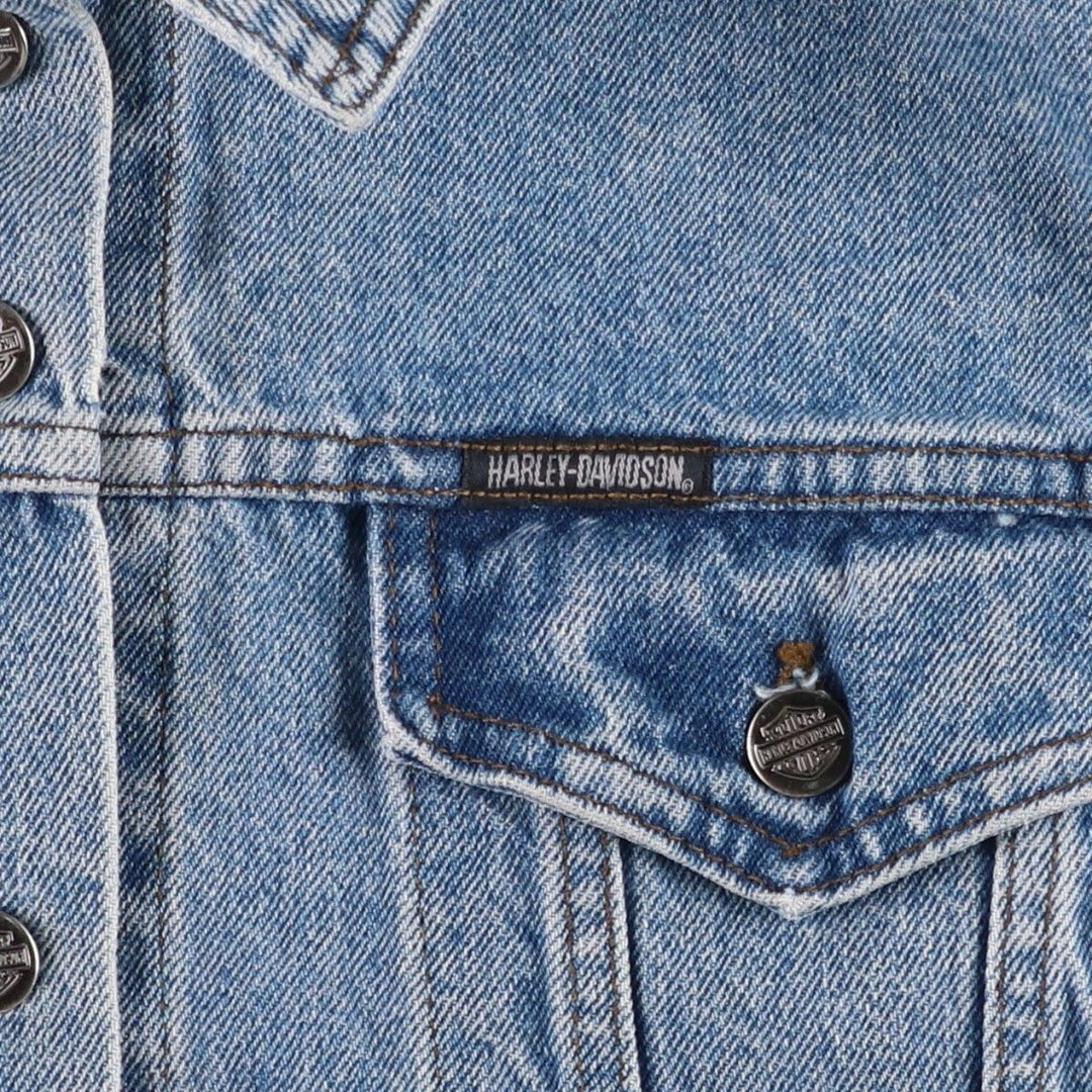 2000'S Harley-Davidson back logo denim jacket (G-jean), made in Canada, women's size S equivalent. cotton blue type Vintage Second Hand