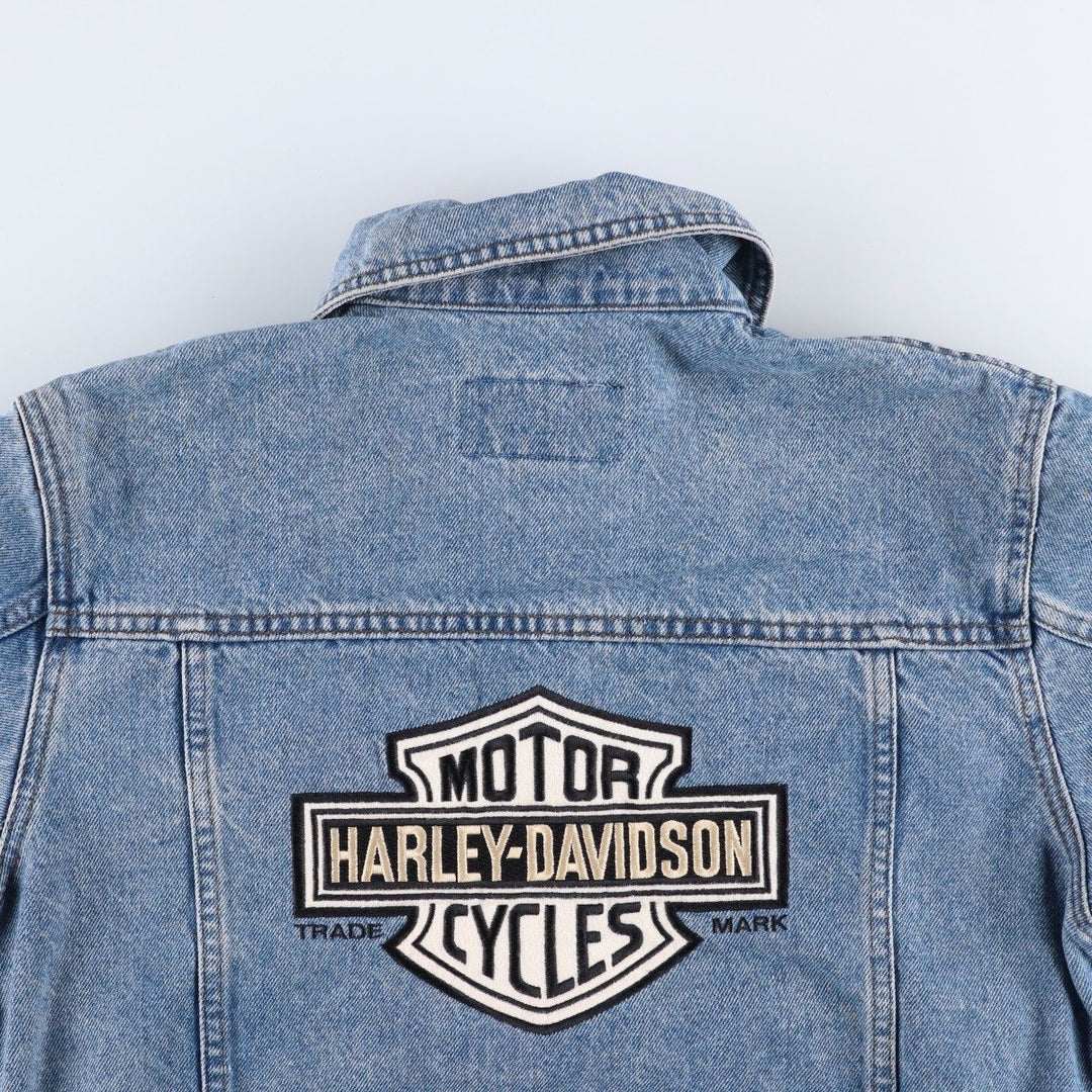 2000'S Harley-Davidson back logo denim jacket (G-jean), made in Canada, women's size S equivalent. cotton blue type Vintage Second Hand