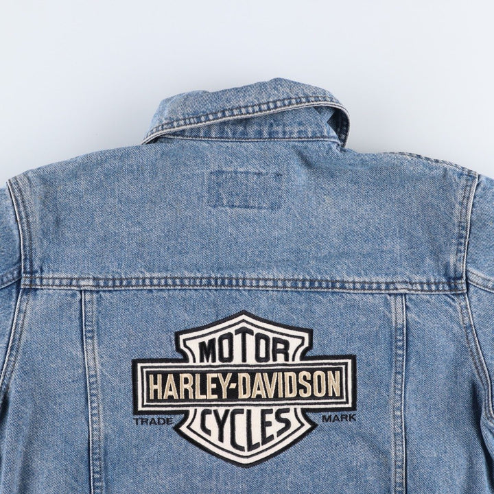 2000'S Harley-Davidson back logo denim jacket (G-jean), made in Canada, women's size S equivalent. cotton blue type Vintage Second Hand