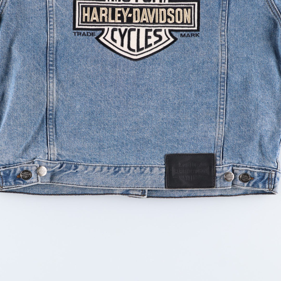 2000'S Harley-Davidson back logo denim jacket (G-jean), made in Canada, women's size S equivalent. cotton blue type Vintage Second Hand