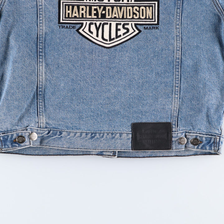 2000'S Harley-Davidson back logo denim jacket (G-jean), made in Canada, women's size S equivalent. cotton blue type Vintage Second Hand