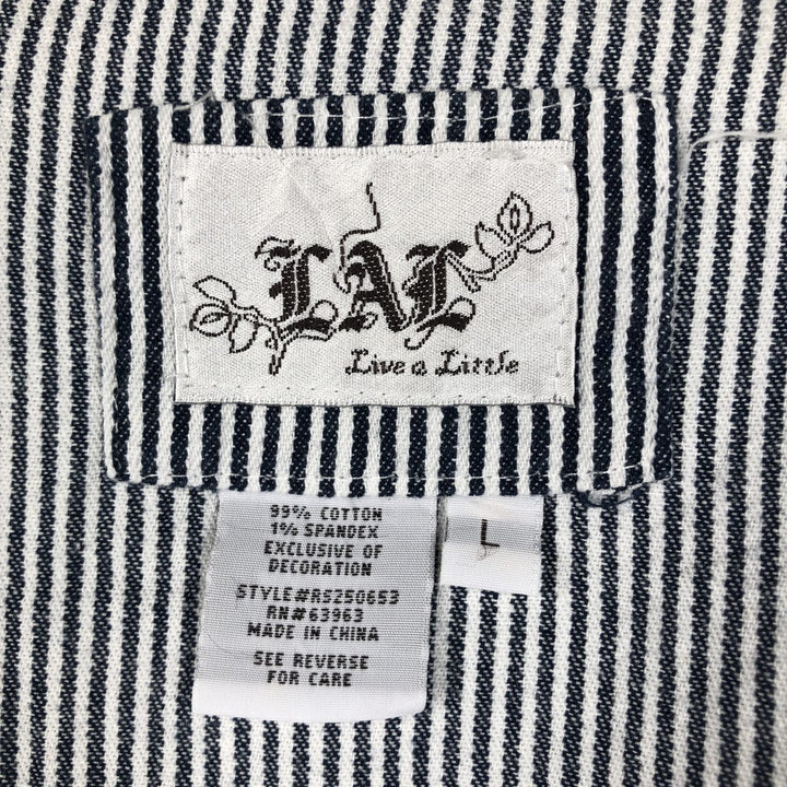 LIVE A LITTLE Stripe Pattern Cotton Jacket, Women's Size L (approx.) cotton white type Vintage Second Hand