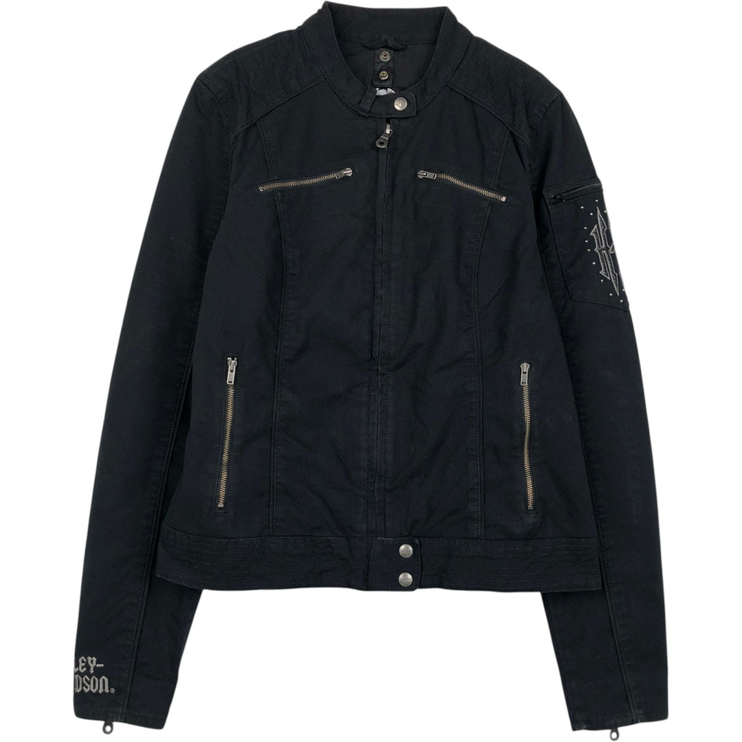 Harley-Davidson Studded Cotton Single Rider Jacket, Women's Size S (approx.) cotton black type Vintage Second Hand