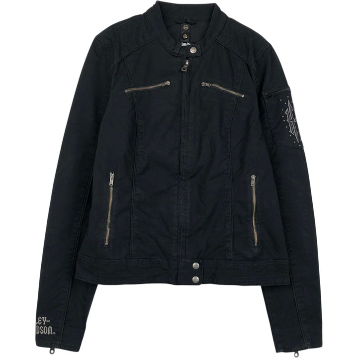 Harley-Davidson Studded Cotton Single Rider Jacket, Women's Size S (approx.) cotton black type Vintage Second Hand