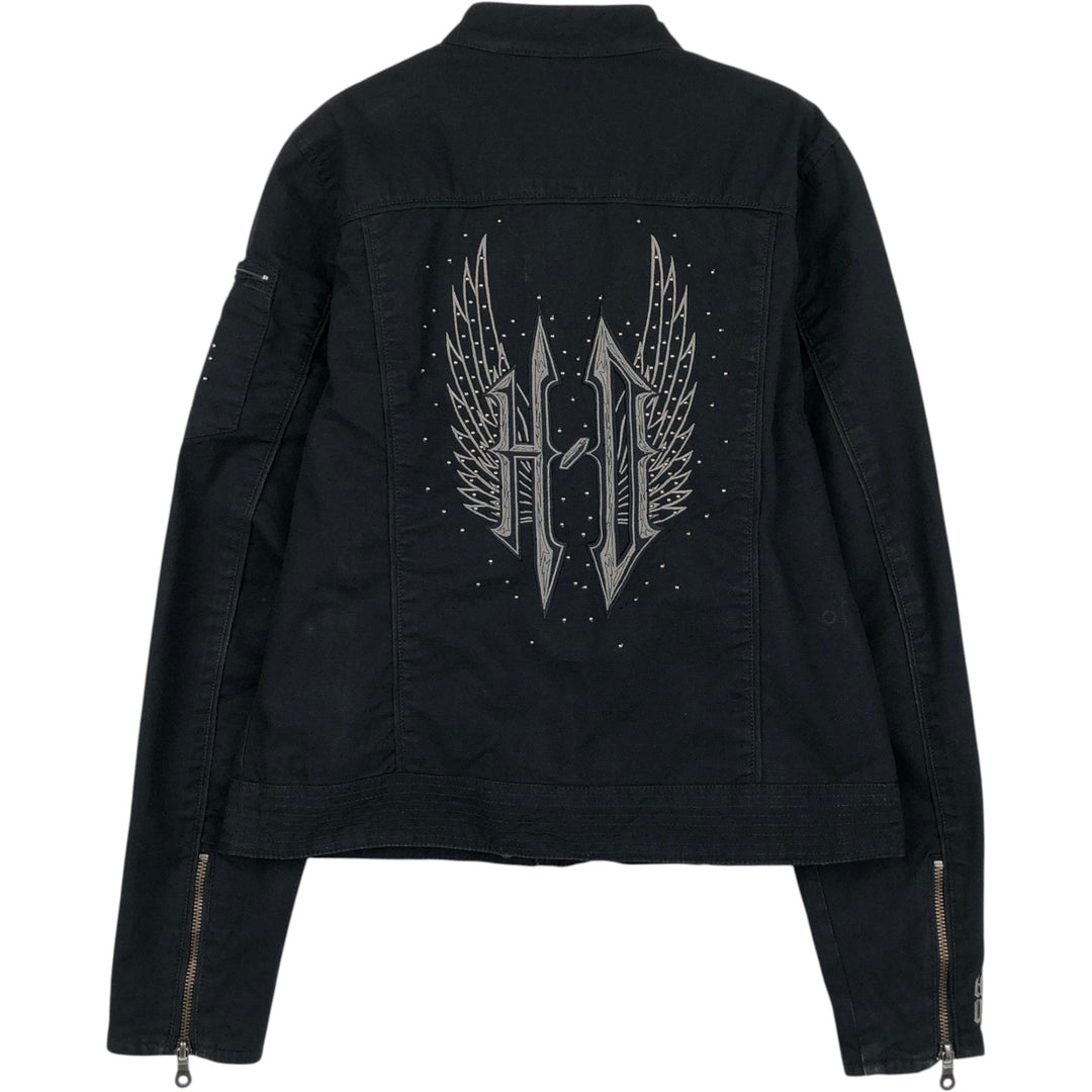 Harley-Davidson Studded Cotton Single Rider Jacket, Women's Size S (approx.) cotton black type Vintage Second Hand