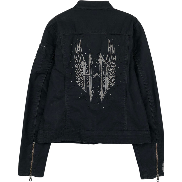 Harley-Davidson Studded Cotton Single Rider Jacket, Women's Size S (approx.) cotton black type Vintage Second Hand