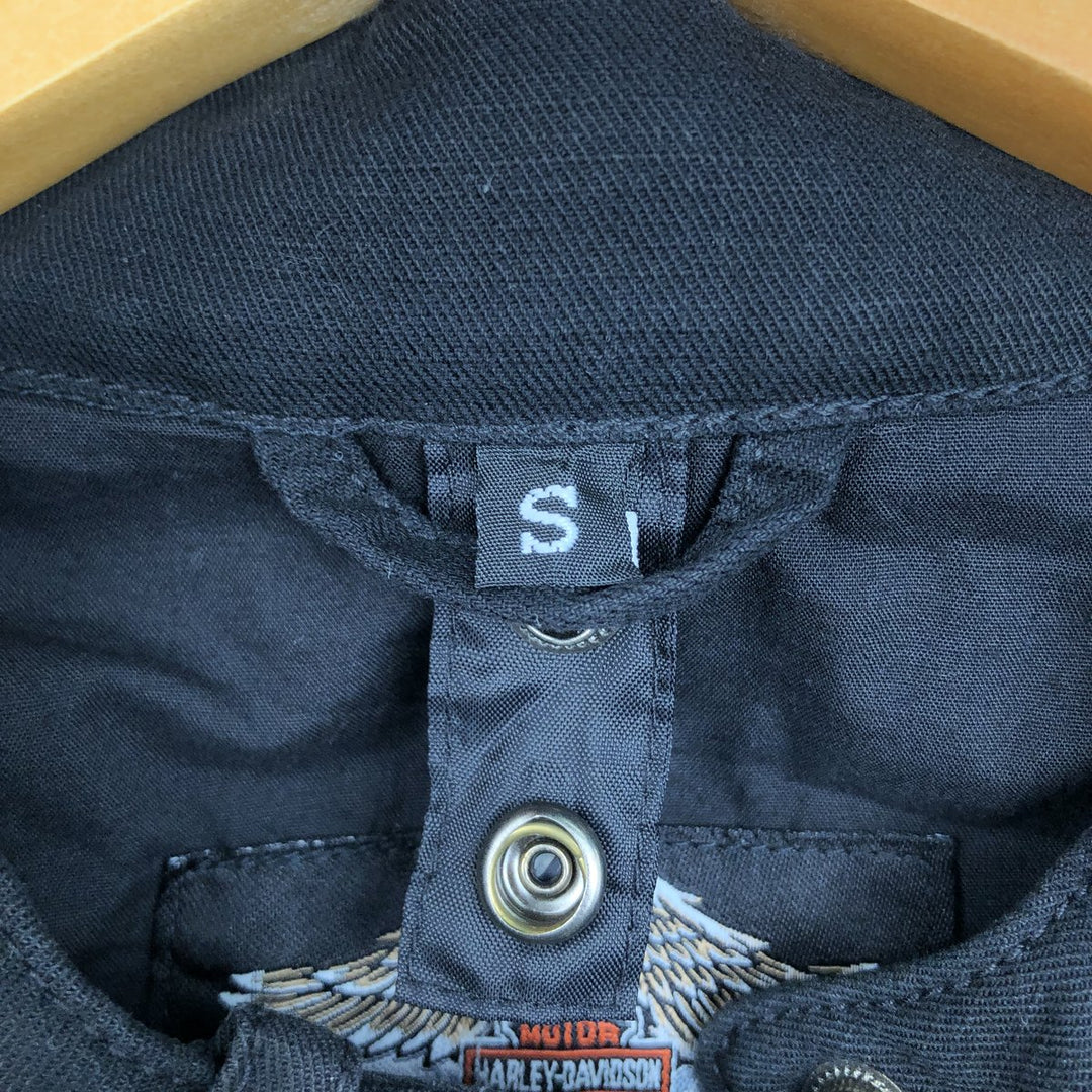 Harley-Davidson Studded Cotton Single Rider Jacket, Women's Size S (approx.) cotton black type Vintage Second Hand