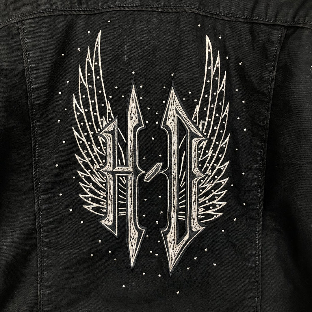 Harley-Davidson Studded Cotton Single Rider Jacket, Women's Size S (approx.) cotton black type Vintage Second Hand