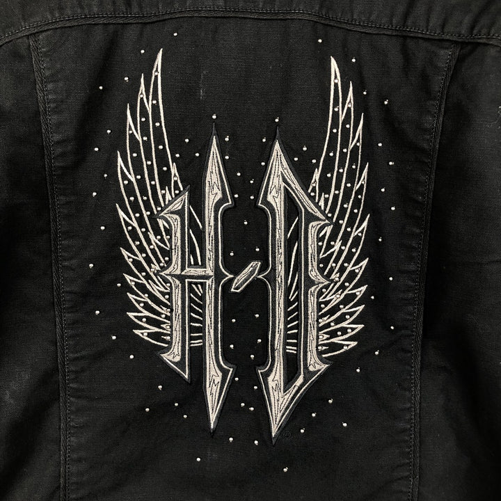 Harley-Davidson Studded Cotton Single Rider Jacket, Women's Size S (approx.) cotton black type Vintage Second Hand